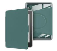 GIOPUEY Coque pour Kobo Clara Colour/Clara BW/Clara 2E, Étui Rotatif à 360 Degrés Design Magnétique Amovible, Support Réglable, Dos Transparent - Dark Green