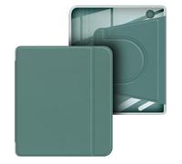 GIOPUEY Coque pour Kobo Libra Colour/Kobo Libra 2, Étui Rotatif à 360 Degrés Design Magnétique Amovible, Support Réglable, Dos Transparent - Dark Green