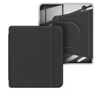 GIOPUEY Coque pour Kobo Libra Colour/Kobo Libra 2, Étui Rotatif à 360 Degrés Design Magnétique Amovible, Support Réglable, Dos Transparent - Black
