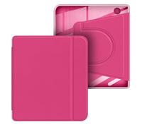 GIOPUEY Coque pour Kobo Libra Colour/Kobo Libra 2, Étui Rotatif à 360 Degrés Design Magnétique Amovible, Support Réglable, Dos Transparent - Rose Red