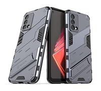 GIOPUEY Hybrid Coque Compatible avec Realme GT Master Edition, TPU Souple Bumper Étui & PC Rigide Back avec Support, Anti-Dérapant&Choc, Caméra Arrière Protecteur - Gris