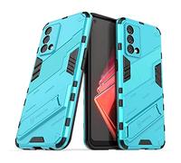 GIOPUEY Hybrid Coque Compatible avec Realme GT Master Edition, TPU Souple Bumper Étui & PC Rigide Back avec Support, Anti-Dérapant&Choc, Caméra Arrière Protecteur - Bleu