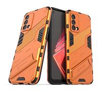 GIOPUEY Hybrid Coque Compatible avec Realme GT Master Edition, TPU Souple Bumper Étui & PC Rigide Back avec Support, Anti-Dérapant&Choc, Caméra Arrière Protecteur - Orange