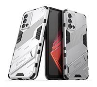 GIOPUEY Hybrid Coque Compatible avec Realme GT Master Edition, TPU Souple Bumper Étui & PC Rigide Back avec Support, Anti-Dérapant&Choc, Caméra Arrière Protecteur - Blanc