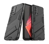 GIOPUEY Hybrid Coque Compatible avec Realme GT Master, TPU Souple Bumper Étui & PC Rigide Back avec Support, Anti-Dérapant&Choc, Caméra Arrière Protecteur - Noir