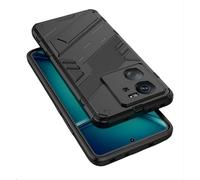 GIOPUEY Hybrid Coque Compatible avec Xiaomi 13T/Xiaomi 13T Pro, TPU Souple Bumper Étui & PC Rigide Back avec Support, Anti-Dérapant&Choc, Caméra Arrière Protecteur - Noir
