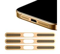 GIOPUEY Maille Anti Poussière Collé pour iPhone 12, 3 Pièces Protège Les Haut - parleurs et Les Ports de Charge,Anti Dust - Gold