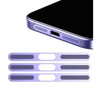 GIOPUEY Maille Anti Poussière Collé pour iPhone 15, 3 Pièces Protège Les Haut - parleurs et Les Ports de Charge,Anti Dust - Purple