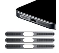 GIOPUEY Maille Anti Poussière Collé pour iPhone 16 Plus, 3 Pièces Protège Les Haut - parleurs et Les Ports de Charge,Anti Dust - Black