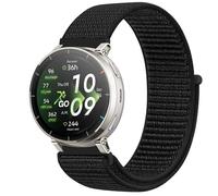 GIOPUEY Nylon Bracelet Compatible avec Amazfit Active Max/Balance 2/Bip 6, Réglable Boucle Nylon Respirant Sport Loop Bracelet, Homme Femme - Black