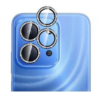 GIOPUEY [Protection Complète Caméra Arrière Protecteur Compatible avec Redmi 15C, [Double Protection] Metal + Verre Trempé, Verre Trempé Camera - Black Diamond Bling