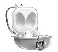GIOPUEY Rigide étui Compatible avec Samsung Galaxy Buds FE/Buds Pro/Buds Live/Buds 2/Buds 2 Pro, Clear PC Coque avec Couvercle verrouillable et Crochet Porte-clés - Transparente