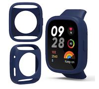 GIOPUEY Silicone Coque Compatible avec Redmi Watch 3 Active, [2 Pièces] Souple TPU Silicone Case Cover Protecteur,Redmi Watch 3 Active Etui - Dark Blue