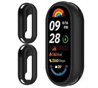 GIOPUEY Silicone Coque Compatible avec Xiaomi Mi Smart Band 9, [2 Pièces] Souple TPU Silicone Case Cover Protecteur,Xiaomi Mi Smart Band 9 Etui - Black