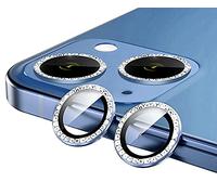 GIOPUEY Verre trempé caméra pour iPhone 13, Diamant de Cristal, Verre trempé Haute définition, N'affecte Pas la Prise de Vue, iPhone 13 Mini Verre trempé Camera - Blue