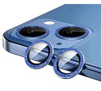 GIOPUEY Verre trempé caméra pour iPhone 13, Poudre de Diamant Brillant, Bling, Verre trempé Haute définition, iPhone 13 Mini Verre trempé Camera - Blue