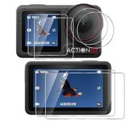 GIOPUEY Verre Trempé Compatible avec DJI Osmo Action 6,2+2 Pièces Protecteur d'écran et 2 Pièces Caméra Arrière Protecteur [Résistant aux Rayures] [Ultrafin] (Transparent)