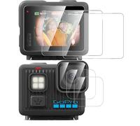 GIOPUEY Verre Trempé Compatible avec GoPro LIT Hero,2 Pièces Protecteur d'écran et 2 Pièces Caméra Arrière Protecteur [Résistant aux Rayures] [Ultrafin] (Transparent)