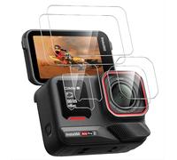 GIOPUEY Verre Trempé Compatible avec Insta360 Ace Pro 2,4 Pièces Protecteur d'écran et 2 Pièces Caméra Arrière Protecteur [Résistant aux Rayures] [Ultrafin] (Transparent)