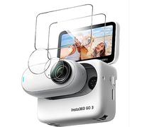 GIOPUEY Verre Trempé Compatible avec Insta360 GO 3,2 Pièces Protecteur d'écran et 2 Pièces Caméra Arrière Protecteur [Résistant aux Rayures] [Ultrafin] (Transparent)