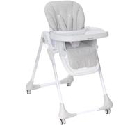 Giordani G-Snack Chaise haute pour repas 6 mois - 15 kg, hauteur réglable sur 7 positions, dossier et repose-pieds inclinables, 4 roues avec freins, pliage compact et peu encombrant, double plateau