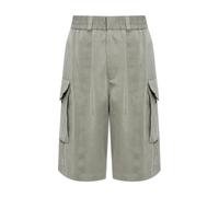 Giorgio Armani - Bermuda Oversized en Popeline de Lyocell Lavé - Homme - Shorts - Gris - Taille: L
