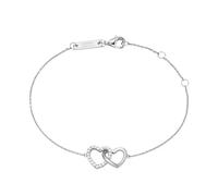 Giorgio Martello Milano Bracelet deux cœurs avec zircons blancs en argent 925, Eine Grösse, Argent sterling, Oxyde de zirconium
