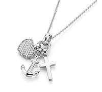 Giorgio Martello Milano Chaîne avec symboles de foi, amour, espoir, argent sterling 925 45