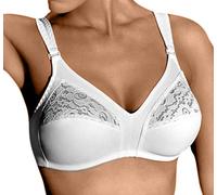 GIOS Soutien-gorge Art. 985 - Ligne douce élégance dentelle - bonnets doublés en coton, larges bretelles, coutures plates et invisibles. Coupe B couleurs blanc et noir, Blanc, 105B