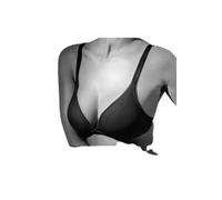 GIOS Soutien-gorge en coton GINGSENG Triangle Bonnets en Double Tissu de Coton Élastique Préformé Sans Couture, Noir , 100B