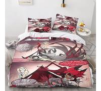 GIOSBR Hazbin Hotel Housse De Couette Housses De Couettes 3D Imprimé Comic pour Adultes Et Enfants avec Taies Microfibr Parure De Lit E avec Fermeture À Glissière 3 Pièces Double(200x200cm)