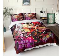 GIOSBR Hazbin Hotel Housses De Couettes 3D Imprimé Comic pour Adultes Et Enfants Housse De Couette E avec Fermeture À Glissière avec Taies Parure De Lit Microfibr 3 Pièces King（220x240cm）