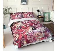 GIOSBR Hazbin Hotel Housses De Couettes Housse De Couette pour Adultes Et Enfants 3D Imprimé Anime Movie E avec Fermeture À Glissière avec Taies Microfibr Parure De Lit 3 Pièces King(220x240cm)
