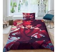 GIOSBR Hazbin Hotel Housses De Couettes Housse De Couette pour Adultes Et Enfants 3D Imprimé Comic E avec Fermeture À Glissière avec Taies Microfibr Parure De Lit 2 Pièces Single（135x200cm）