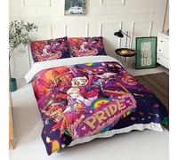 GIOSBR Hazbin Hotel Housses De Couettes pour Adultes Et Enfants 3D Imprimé Comic Housse De Couette Microfibr E avec Fermeture À Glissière avec Taies Parure De Lit 3 Pièces King(220x240cm)
