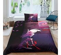 GIOSBR Hazbin Hotel Housses De Couettes pour Adultes Et Enfants 3D Imprimé Housse De Couette Microfibr E avec Fermeture À Glissière avec Taies Parure De Lit 2 Pièces Single（135x200cm）