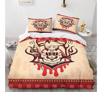 GIOSBR Hazbin Hotel pour Adultes Et Enfants Housses De Couettes 3D Imprimé Anime Movie Housse De Couette Parure De Lit Microfibr E avec Fermeture À Glissière avec Taies 3 Pièces Double(200x200cm)