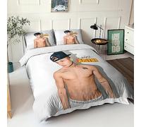 GIOSBR Justin Bieber Housse De Couette 3D Imprimé Housses De Couettes pour Adultes Et Enfants Microfibr avec Taies Parure De Lit E avec Fermeture À Glissière 3 Pièces King（220x240cm）