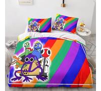 GIOSBR Rainbow Friends Housses De Couettes pour Adultes Et Enfants 3D Imprimé for Kids Housse De Couette E avec Fermeture À Glissière Microfibr Parure De Lit avec Taies 3 Pièces Double(200x200cm)