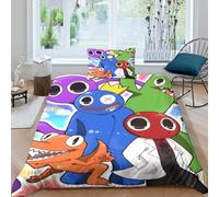 GIOSBR Rainbow Friends Housses De Couettes pour Adultes Et Enfants 3D Imprimé for Kids Housse De Couette avec Taies Microfibr Parure De Lit E avec Fermeture À Glissière 2 Pièces Single（135x200cm）