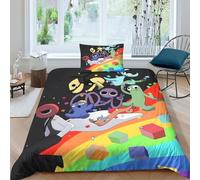 GIOSBR Rainbow Friends Housses De Couettes pour Adultes Et Enfants Housse De Couette 3D Imprimé for Kids Parure De Lit avec Taies Microfibr E avec Fermeture À Glissière 2 Pièces Single（135x200cm）