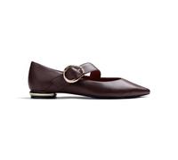 GIOSEPPO Ballerine pour Femme Marron en Cuir avec Fermetures réglables sur Le Dessus et Boucle décorative. Pointe aiguisée. Talon métallique de 1,5 cm. Semelle en Cuir et rembourrée.