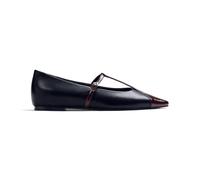 GIOSEPPO Ballerine pour Femme Noire avec Contraste de Couleur au Bout et Fermeture à Boucle réglable. Pointe aiguisée. Semelle très Flexible en Caoutchouc, cale Interne de 1 cm et Semelle rembourrée