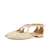 GIOSEPPO Ballerines en Cuir DE Couleur Off-White avec Bout Fin ET DÉTAIL DE Clous pour Femme GARÇON