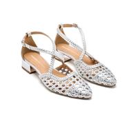 GIOSEPPO Ballerines en cuir tressé brillant, argent métallique, 36 EU