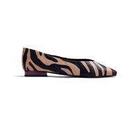 GIOSEPPO Ballerines pour Femme en Cuir Type Fourrure avec imprimé zèbre. Pointe carrée. Semelle rembourrée et polyuréthane. Semelle en TPR. Talon 1 cm. Ballerines en Cuir Type Fourrure avec imprimé