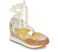 GIOSEPPO Littleton Chaussures ouvertes en cuir compensé Raphia, Jaune moutarde, 39 EU