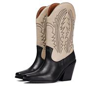 GIOSEPPO Bottes de Type Santiags en Peau Noire ornées d'une Broderie pour Femme herlev