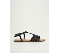 GIOSEPPO Sandales plates noires en cuir tressées pour femme icari, Noir, 36 EU