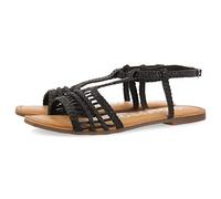 GIOSEPPO Icari Sandales plates noires en cuir tressé pour femme, Noir, 38 EU